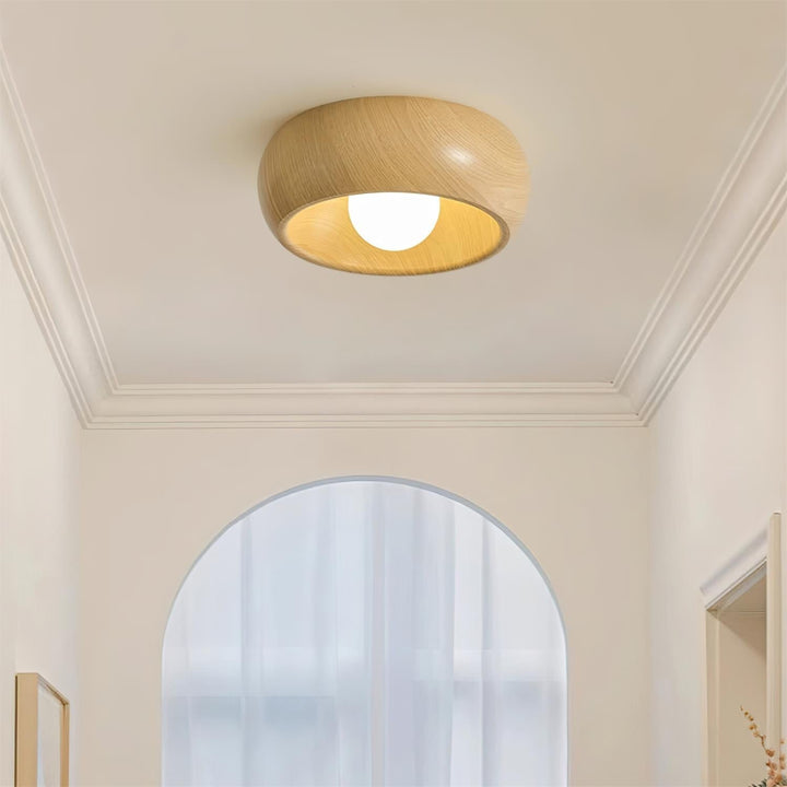 Wooden Ceiling Lamp with Integrated LED | Warm White Glow for Bedrooms, Dining Rooms &amp; Hallways | Surface Mounted 3