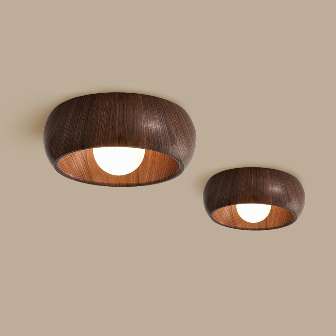 Wooden Ceiling Lamp with Integrated LED | Warm White Glow for Bedrooms, Dining Rooms & Hallways | Surface Mounted 1