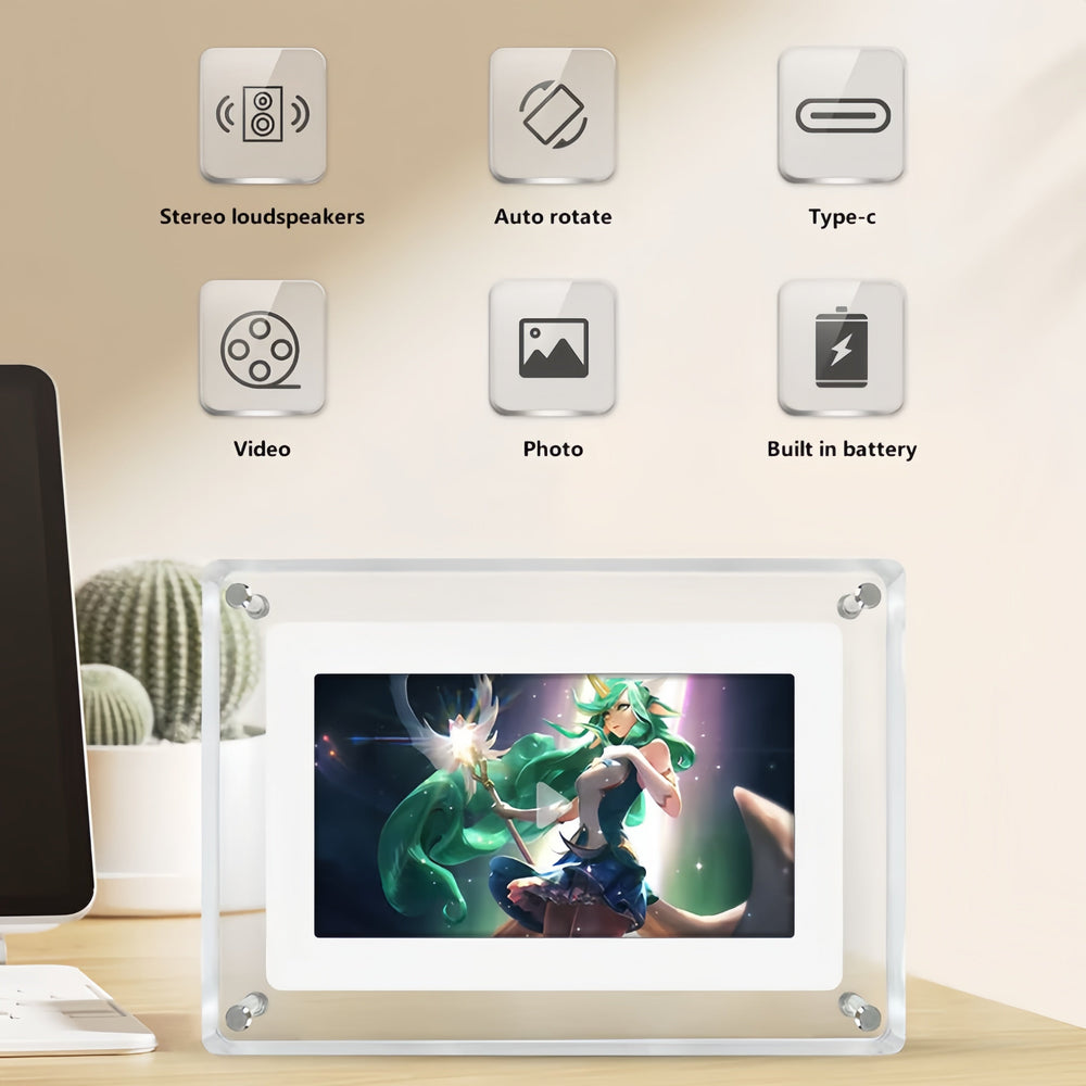 18 cm HD Digital Photo Frame Rechargeable Stereo Speakers 2
