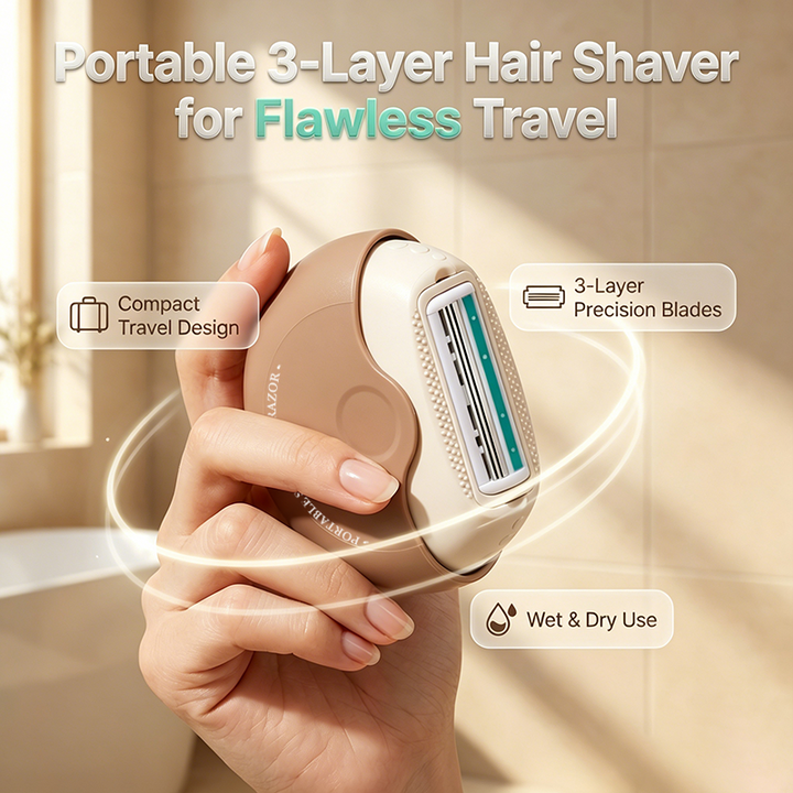 Triple Blade Travel Razor Rotating Protective Shield Strip 9