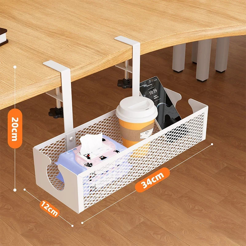 No-Drill Under-Desk Cable Management Tray Mesh Clamp Mount 13