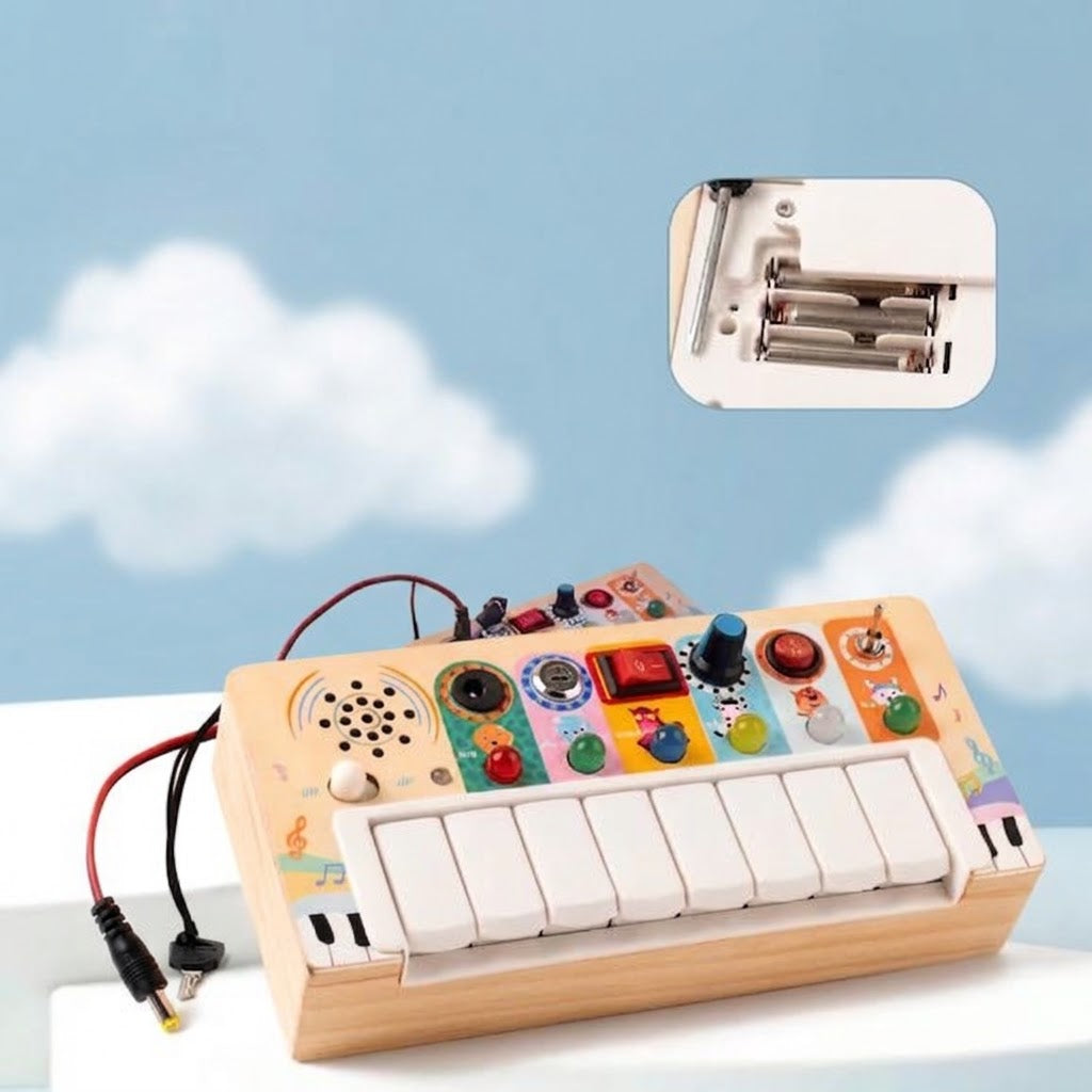 Baby Piano Activity Board 8 Keys Light Sound Animal Toy 7
