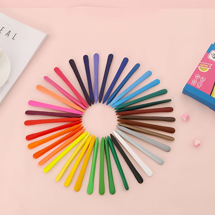 Colouring Crayons 24-Piece Set | Non-Toxic Washable Formula | Easy-Grip Design for Kids&