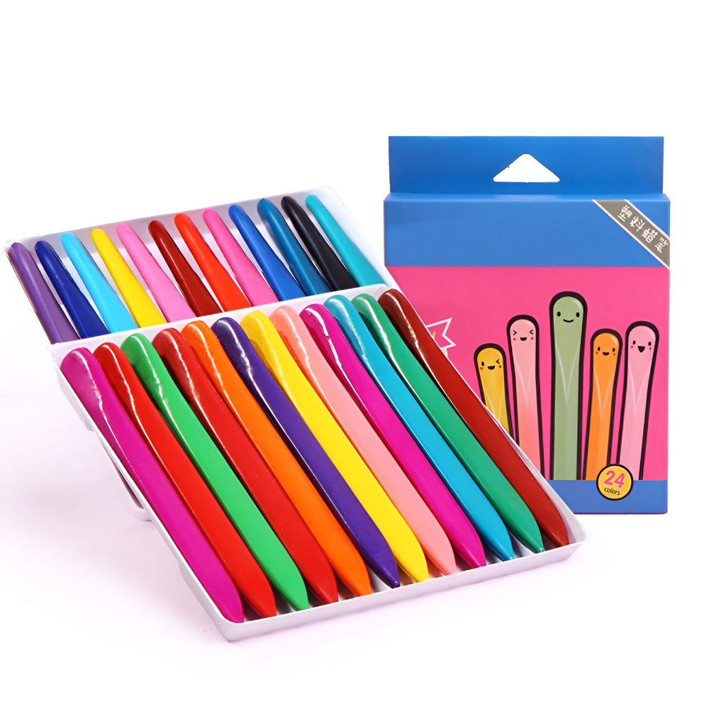 Colouring Crayons 24-Piece Set | Non-Toxic Washable Formula | Easy-Grip Design for Kids&