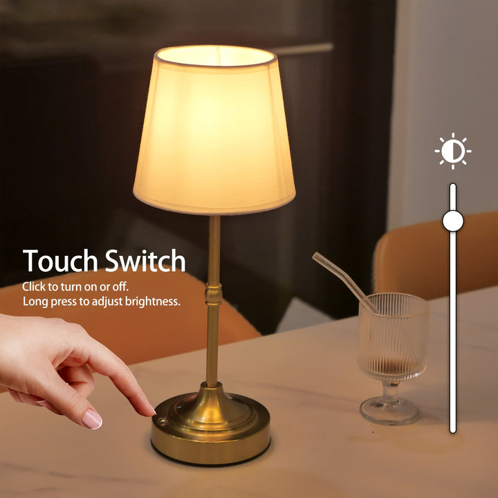 Cordless Table Lamp Brushed Metal | Touch Dimmable, USB Rechargeable | Soft Ambient Glow for Bedside &amp; Living Spaces 10