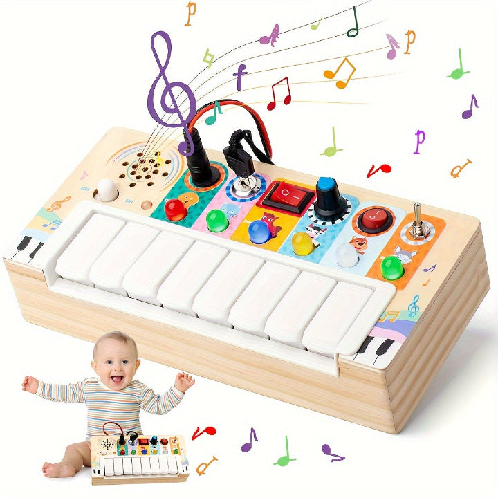 Baby Piano Activity Board 8 Keys Light Sound Animal Toy 8