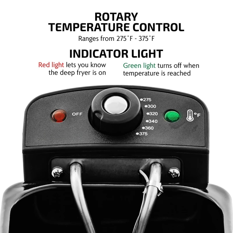 Electric Deep Fryer 2L | Adjustable Temperature Control 275-375°F | Viewing Window, Dishwasher-Safe Basket &amp; Pan 6