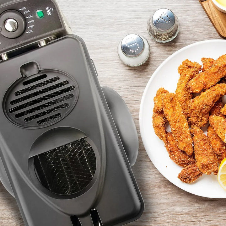 Electric Deep Fryer 2L | Adjustable Temperature Control 275-375°F | Viewing Window, Dishwasher-Safe Basket &amp; Pan 7
