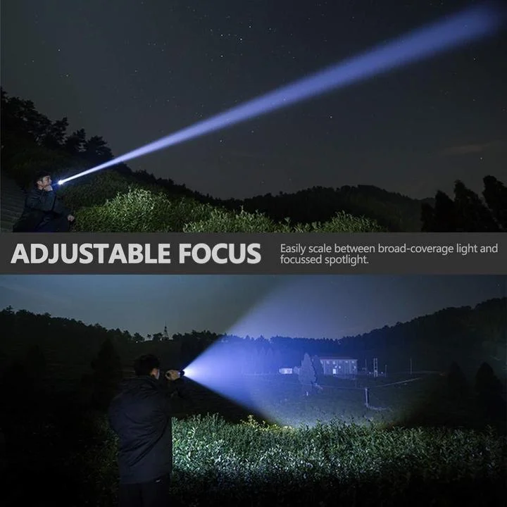 90,000 Lumens LED Flashlight | Telescopic Zoom, 3 Modes | Rechargeable, Impact-Resistant, IPX-6 Waterproof Aluminium Body 4