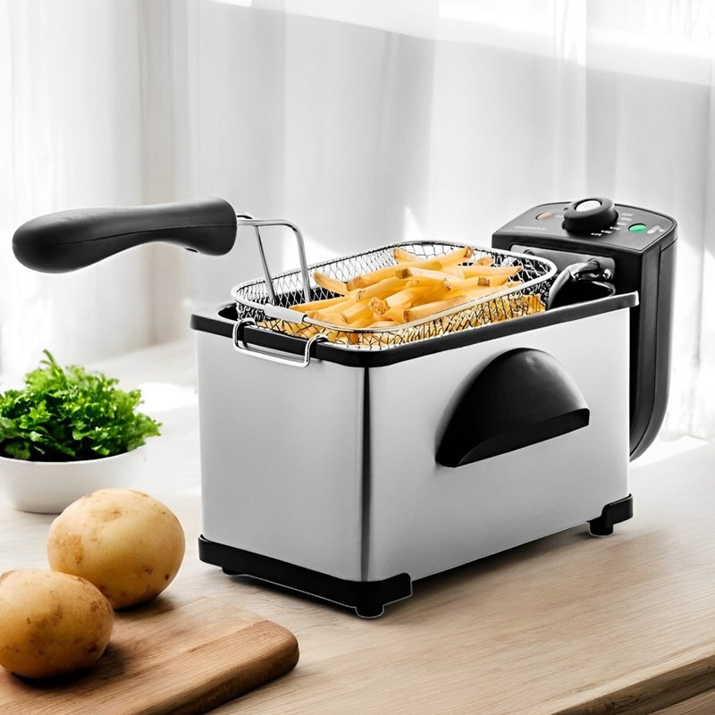 Electric Deep Fryer 2L | Adjustable Temperature Control 275-375°F | Viewing Window, Dishwasher-Safe Basket &amp; Pan 1