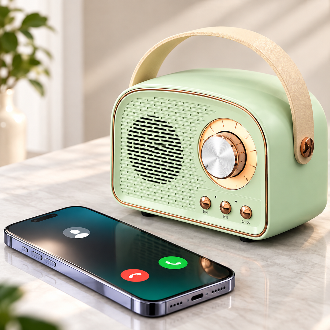 Retro Bluetooth Speaker FM Radio Rechargeable Carry Handle 12