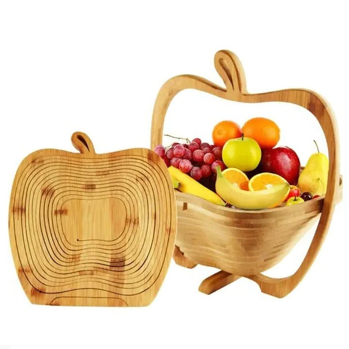 Bamboo Folding Fruit Basket Cutting Board | Flat-Folding Dual-Function Design | Moisture-Resistant Kitchen Storage 1