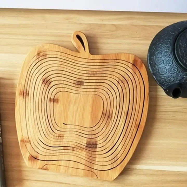 Bamboo Folding Fruit Basket Cutting Board | Flat-Folding Dual-Function Design | Moisture-Resistant Kitchen Storage 3