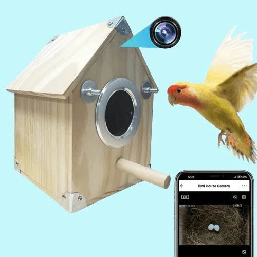 Bird Nest Box Camera Wooden | Built-In Live Feed Camera, Weatherproof Design | Mountable Outdoor Nesting Feeder Box 1