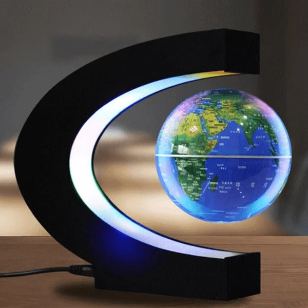 Levitation Globe with LED Light | Magnetic Floating C-Shaped Frame | Rotating Desk Decor Lamp for Home or Office 1