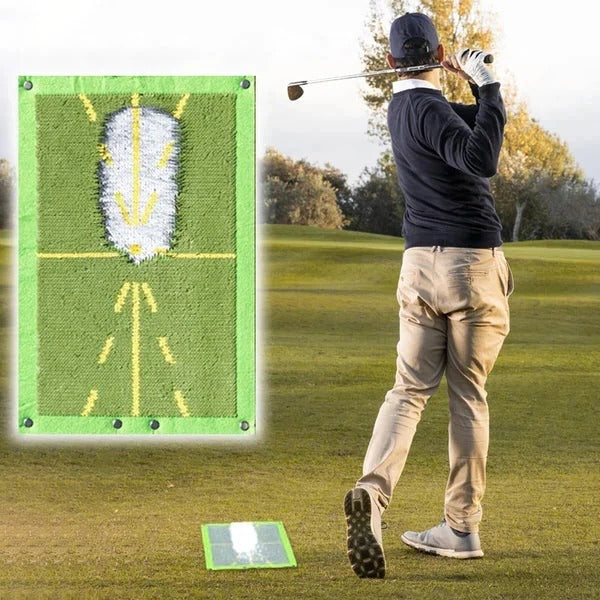 Golf Training Mat for Swing Path and Impact | Divot Pattern Feedback, Outdoor Stake Included | Plastic and SBR Build 1