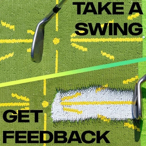 Golf Training Mat for Swing Path and Impact | Divot Pattern Feedback, Outdoor Stake Included | Plastic and SBR Build 6