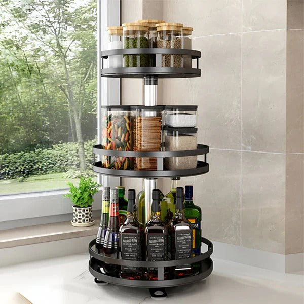 3 Tier Rotating Metal Organiser | 360-Degree Swivel Design | Space-Saving Storage for Kitchen, Bathroom &amp; Office 1
