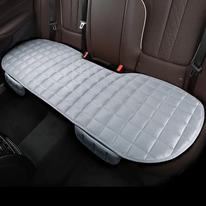 Car Backseat Cushion Cotton Velvet Cover | Adjustable Straps &amp; Non-Slip Backing | High-Density Foam Padding for Comfort 2