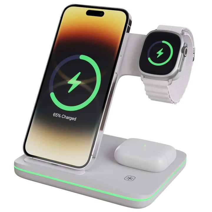 3-in-1 Wireless Charging Dock | Charges iPhone, Apple Watch and AirPods Together | Single Cable Wall Power Connection 2