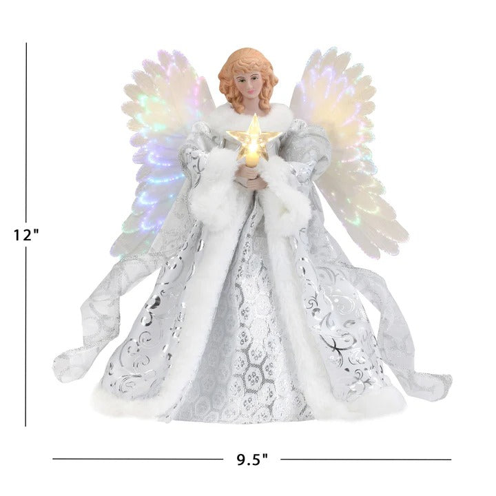 Animated Angel Tree Topper Christmas | Flapping Wings with Fibre Optic Lights | Fits Any Tree Universal Design 6