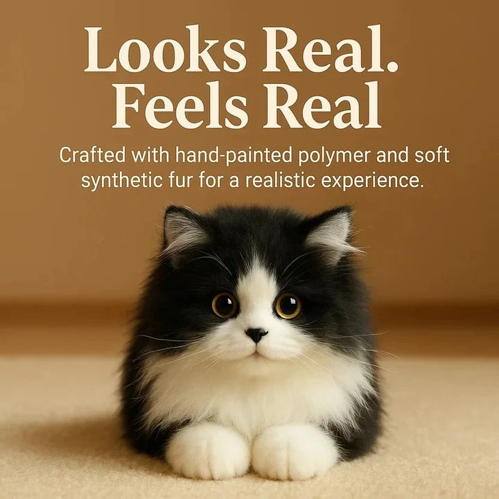 Lifelike Plush Cat Figure | Hand Crafted Soft Texture Decor | Low Maintenance Indoor Pet Alternative for Any Room 4
