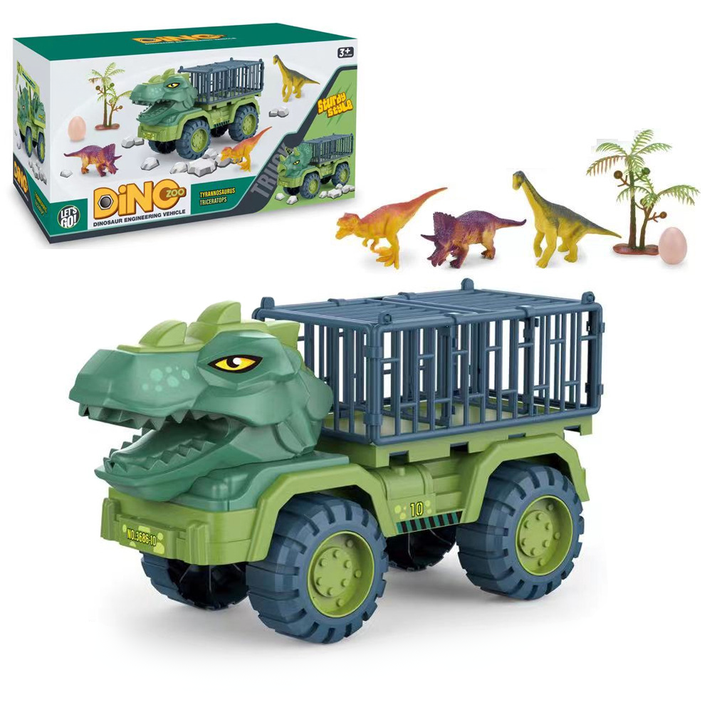 Dinosaur Toy Truck Playset Cage Vehicle | 4 Dinosaur Figures & Accessories Included | Imaginative Prehistoric Play Set 2