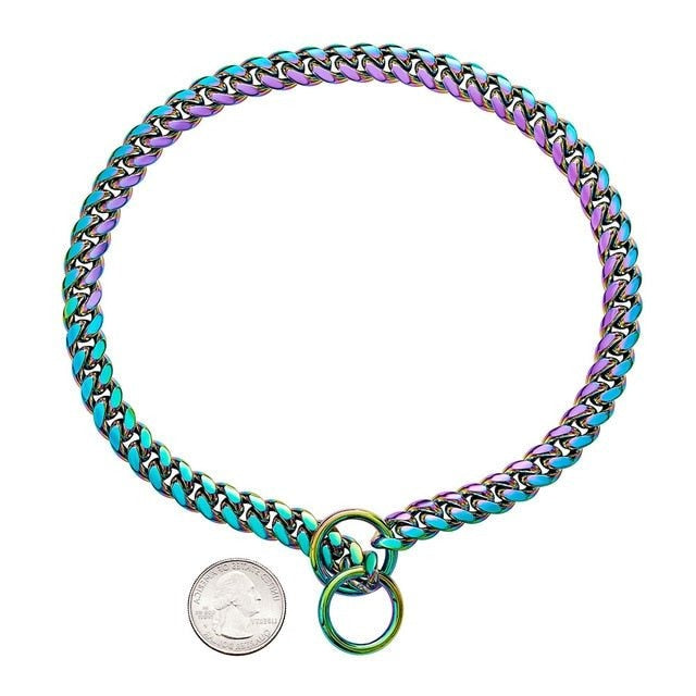Stainless Steel Chain Dog Collar | Solid Cuban Link Construction | Rust-Resistant, Chew-Proof, Secure Clasp Design 4
