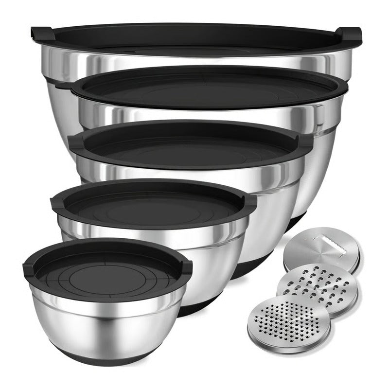 Stainless Steel Mixing Bowl Set | Airtight Lids, Non-Slip Base & Stackable Design | Rust-Resistant 8-Piece Kitchen Set 1