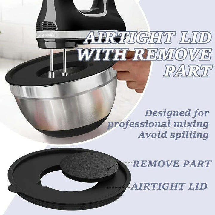 Stainless Steel Mixing Bowl Set | Airtight Lids, Non-Slip Base &amp; Stackable Design | Rust-Resistant 8-Piece Kitchen Set 4