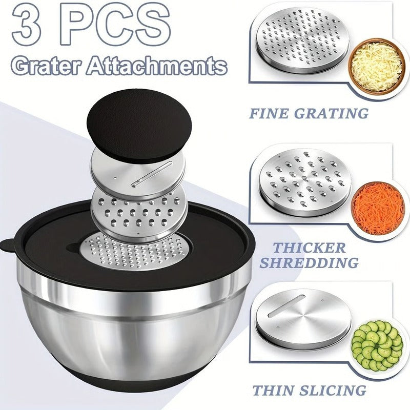 Stainless Steel Mixing Bowl Set | Airtight Lids, Non-Slip Base &amp; Stackable Design | Rust-Resistant 8-Piece Kitchen Set 5
