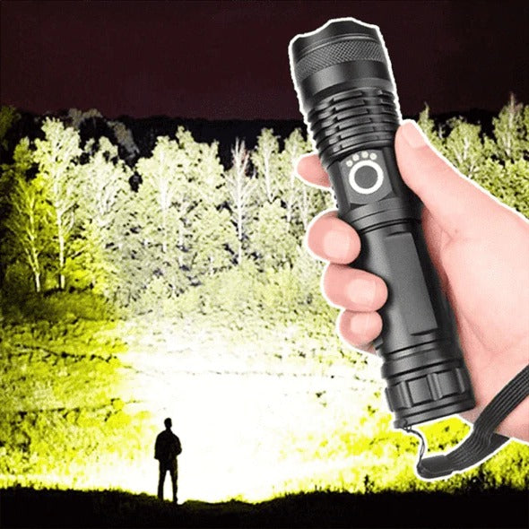 90,000 Lumens LED Flashlight | Telescopic Zoom, 3 Modes | Rechargeable, Impact-Resistant, IPX-6 Waterproof Aluminium Body 6