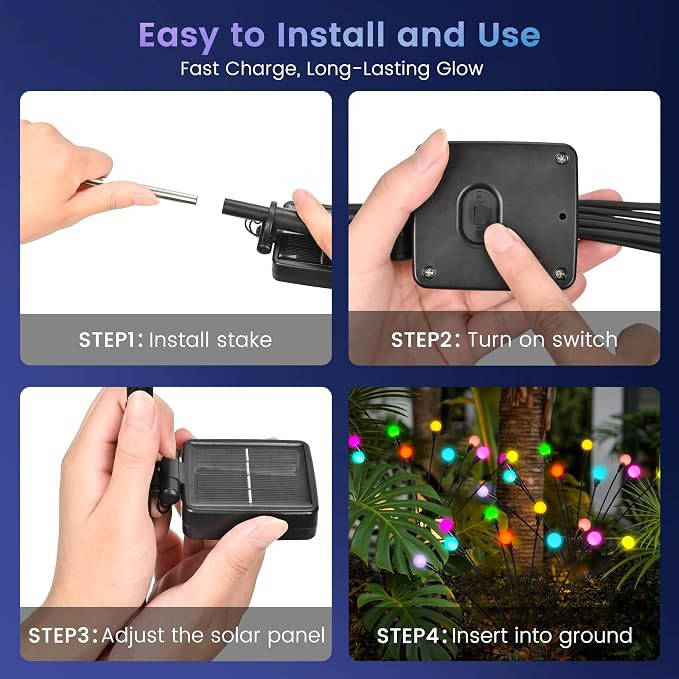 Solar Halloween Lights 4 Pack | 40 Green LEDs with Stainless Steel Ground Stakes | IP65 Waterproof Solar Powered 5