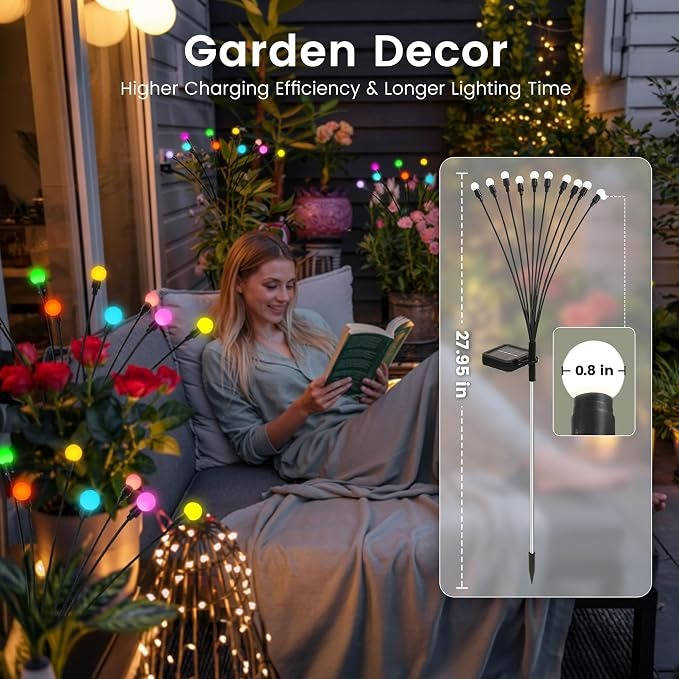 Solar Halloween Lights 4 Pack | 40 Green LEDs with Stainless Steel Ground Stakes | IP65 Waterproof Solar Powered 4