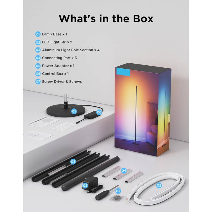 LED Corner Floor Lamp | 1000lm RGBIC Multicolour Lighting | Music Sync, Voice Control, Works with Alexa, SmartThings &amp; Matter 6