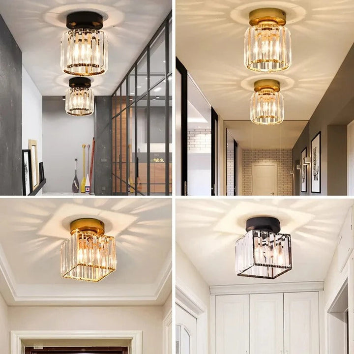 Crystal Ceiling Light Metal &amp; Crystal Shade | Compact Design for Corridors &amp; Hallways | Warm Glow for Elegant Interiors 7