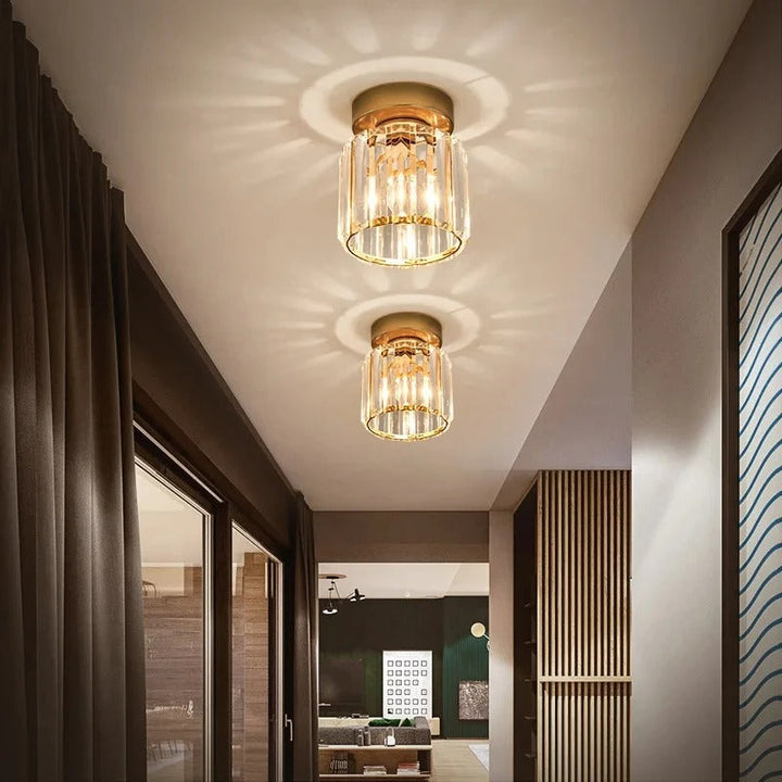Crystal Ceiling Light Metal &amp; Crystal Shade | Compact Design for Corridors &amp; Hallways | Warm Glow for Elegant Interiors 8