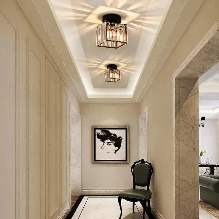 Crystal Ceiling Light Metal &amp; Crystal Shade | Compact Design for Corridors &amp; Hallways | Warm Glow for Elegant Interiors 9