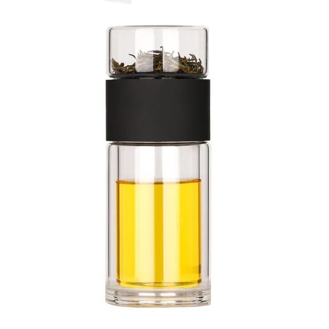 Glass Tea Infuser Bottle Borosilicate | Removable Stainless Steel Filter | Double-Wall Insulation for Hot or Cold Drinks 2