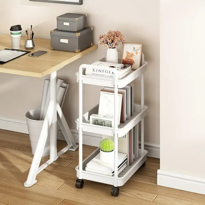 3-Tier Rolling Cart with Wheels | 360° Rotating Wheels &amp; Detachable Shelves | Space-Saving Storage for Kitchen, Office &amp; Home 4