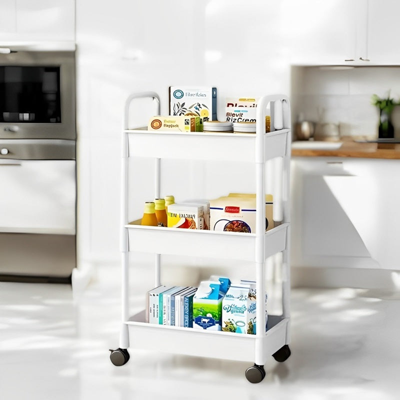 3-Tier Rolling Cart with Wheels | 360° Rotating Wheels & Detachable Shelves | Space-Saving Storage for Kitchen, Office & Home 2