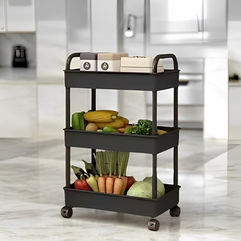 3-Tier Rolling Cart with Wheels | 360° Rotating Wheels & Detachable Shelves | Space-Saving Storage for Kitchen, Office & Home 1