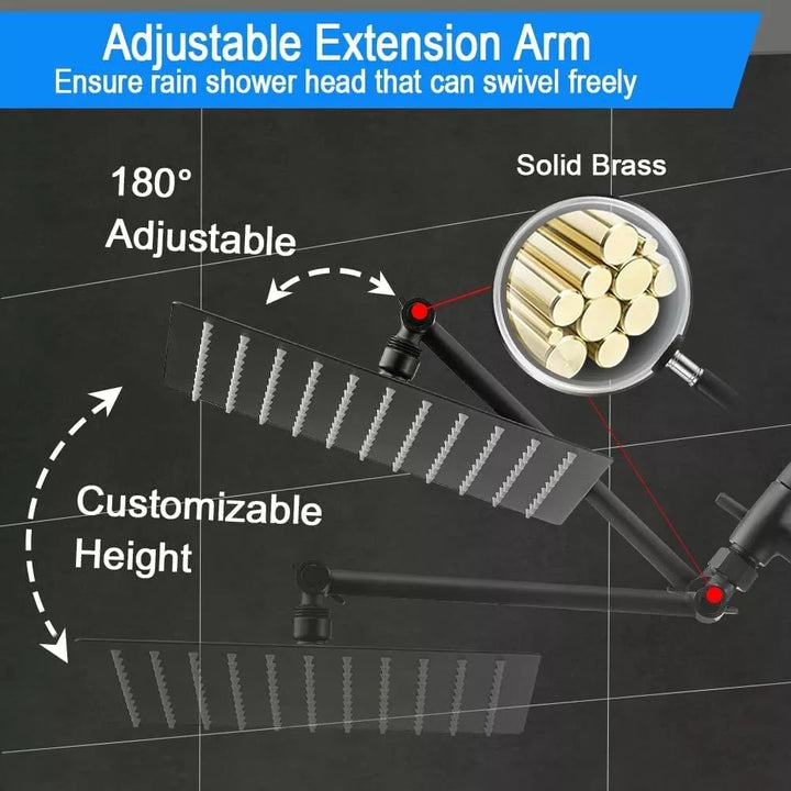 Square Rain Shower Head Set Handheld 3 Spray Modes 3