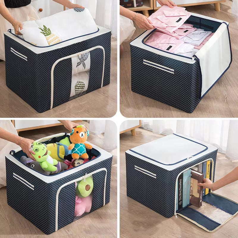 Collapsible Storage Bins Oxford Fabric &amp; Metal Frame | Stackable, Reinforced Handles | Folds Flat for Easy Storage 6