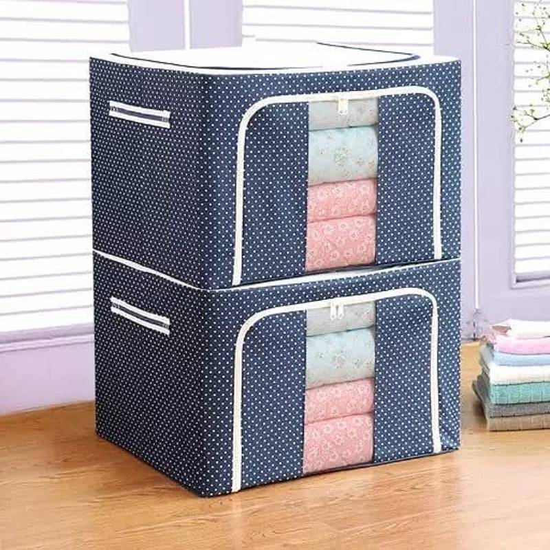 Collapsible Storage Bins Oxford Fabric &amp; Metal Frame | Stackable, Reinforced Handles | Folds Flat for Easy Storage 2