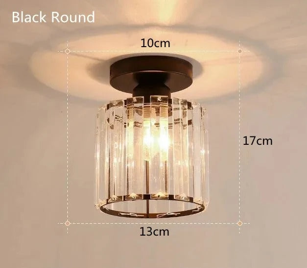 Crystal Ceiling Light Metal & Crystal Shade | Compact Design for Corridors & Hallways | Warm Glow for Elegant Interiors 1