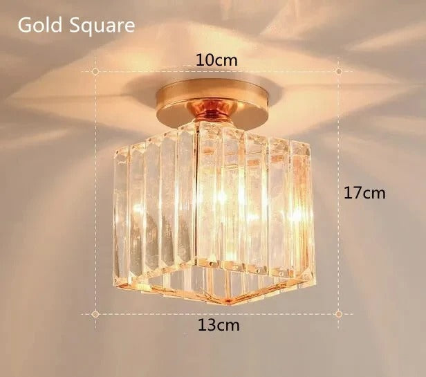 Crystal Ceiling Light Metal &amp; Crystal Shade | Compact Design for Corridors &amp; Hallways | Warm Glow for Elegant Interiors 4