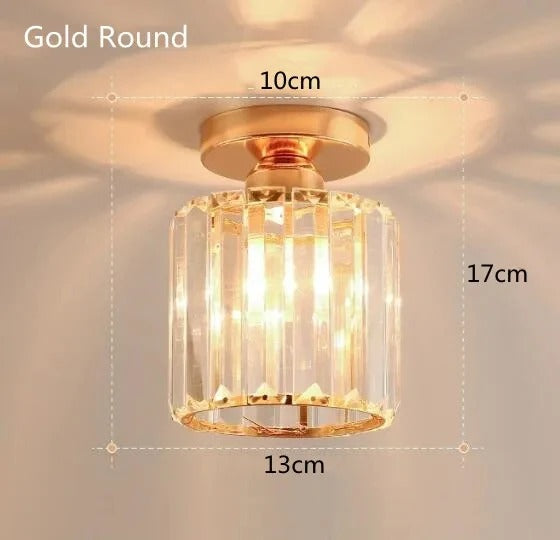 Crystal Ceiling Light Metal &amp; Crystal Shade | Compact Design for Corridors &amp; Hallways | Warm Glow for Elegant Interiors 2