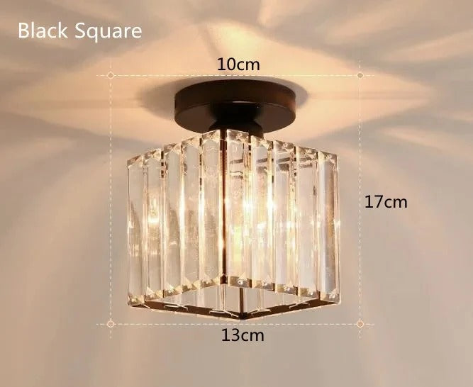 Crystal Ceiling Light Metal &amp; Crystal Shade | Compact Design for Corridors &amp; Hallways | Warm Glow for Elegant Interiors 3